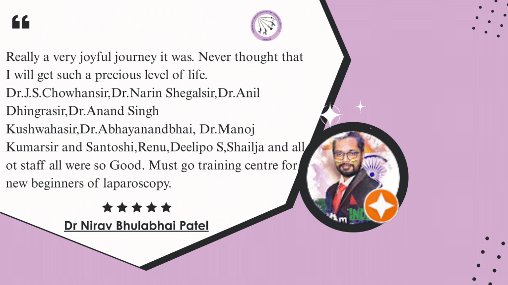 Medical professional sharing review of laparoscopic surgery workshop